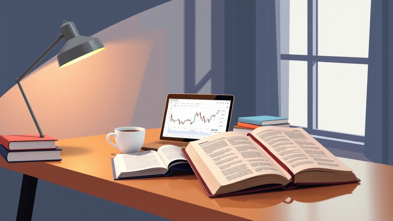 Een moderne, minimalistische bureauopstelling met focus op financi&euml;n en investeringen.