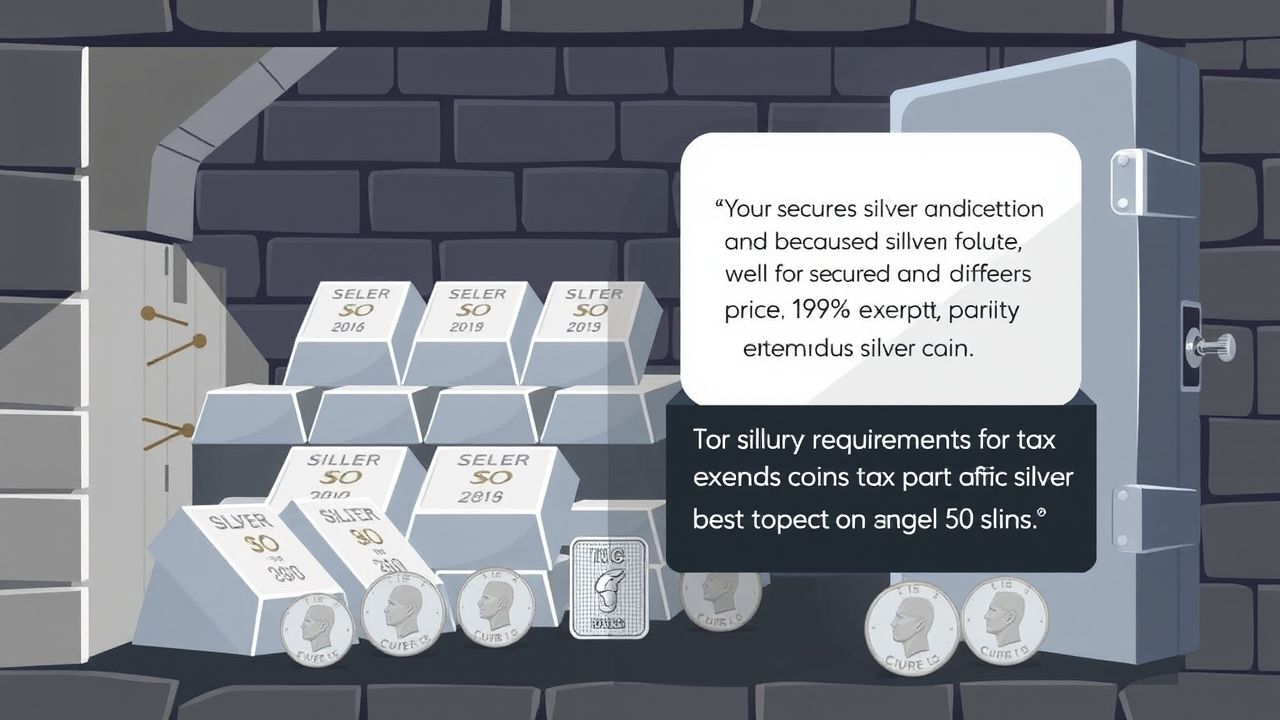 Een beveiligde kluis vol zilveren munten en staven met belastingvrije eisen. Een beveiligde kluis vol zilveren munten en staven met belastingvrije eisen.